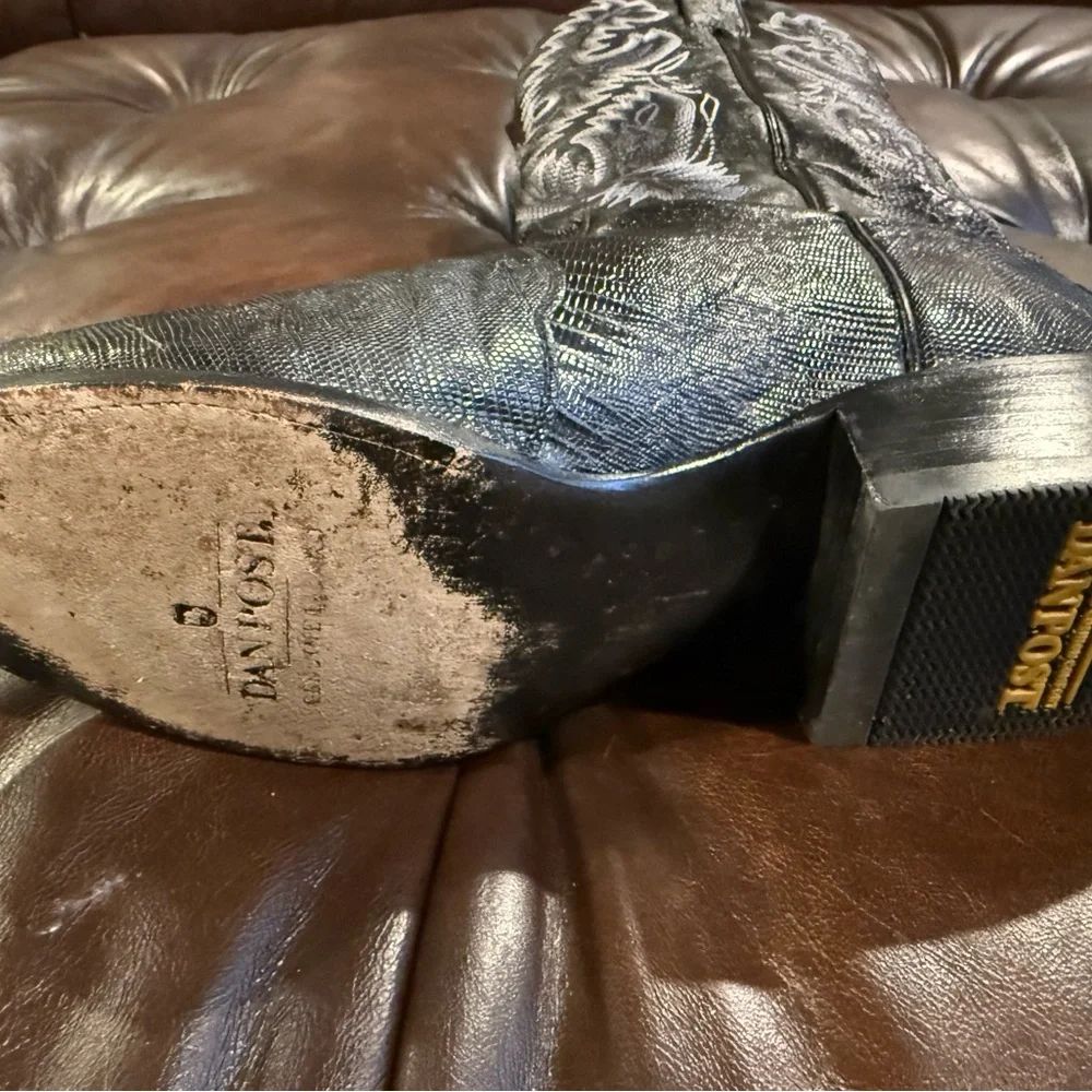 Dan Post 10.5D Black Lizard Cowboy Boots - Picture 8 of 12